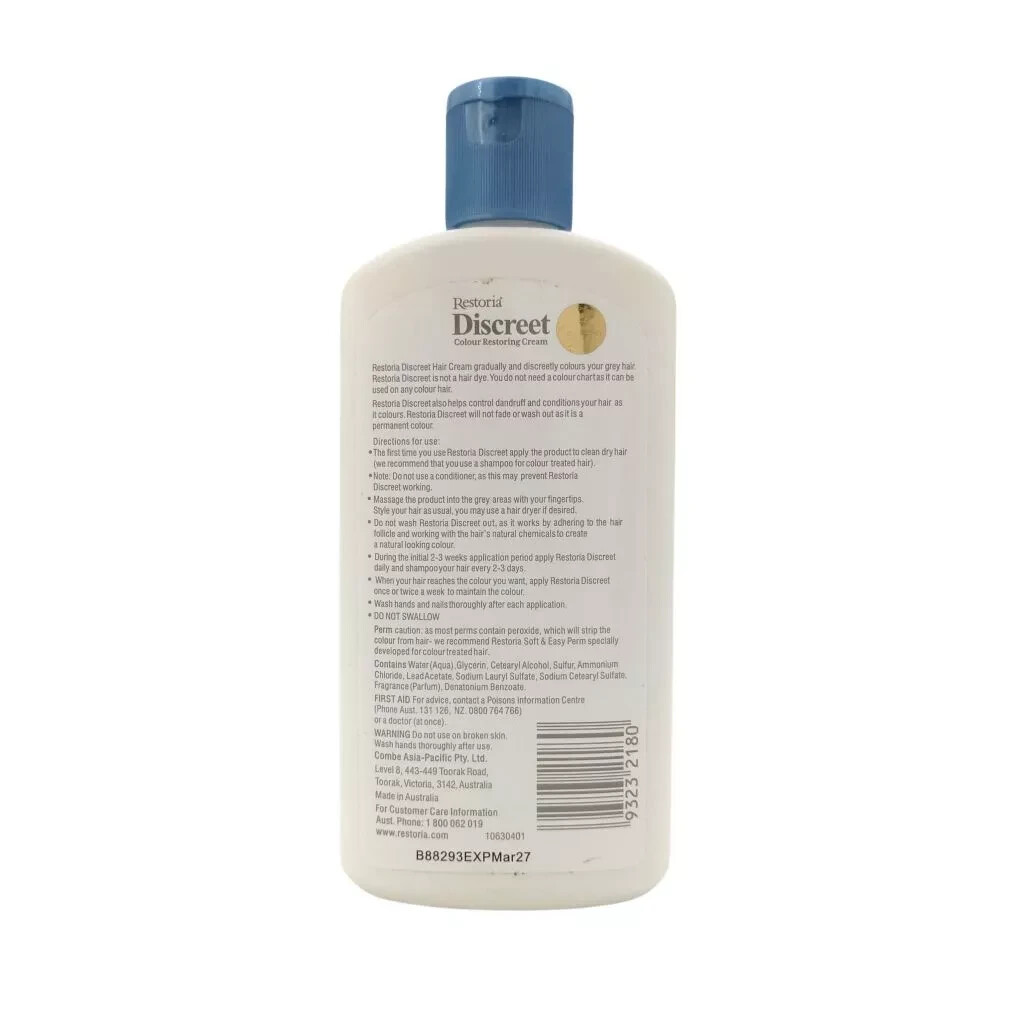 Restoria Discreet Hair Colour Restoring Cream - 250ml for