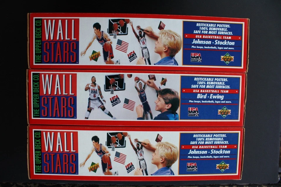 Lote/3 estrellas de pared del equipo de ensueño olímpico de EE. UU. Bird Ewing Magic Johnson Stockton Nuevo en caja Foto 4 de 4