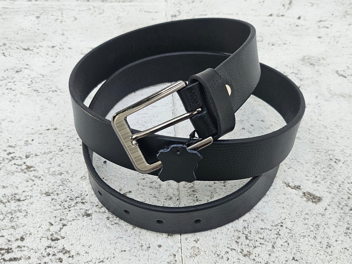 Men Belt Black Genuine Leather Belt Handmade Waistband Pin  display picture 1