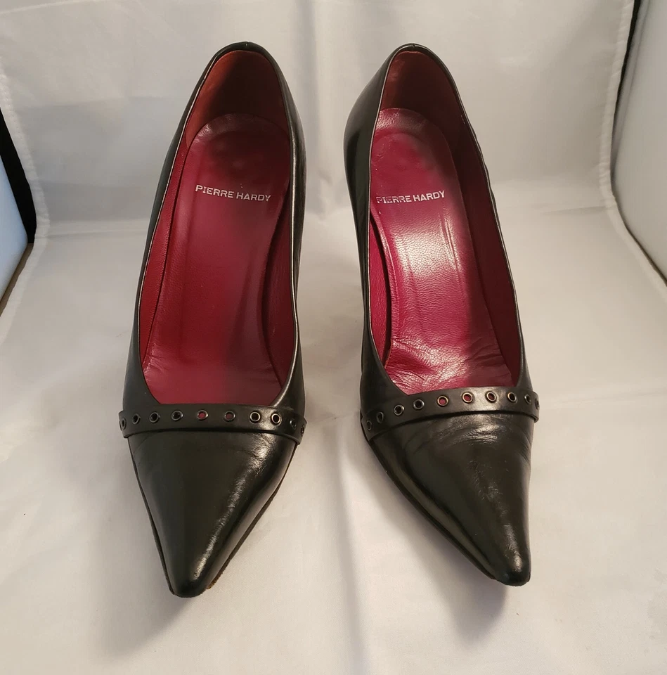 PIERRE HARDY Paris Black Leather Pumps Heels Shoes 38 8 Made in Italy - Image 2 of 4