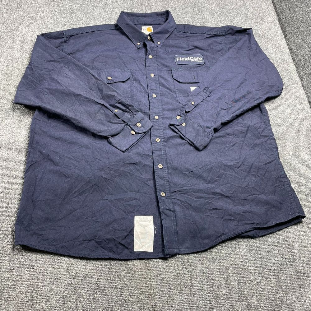 FR Carhartt RN51374 Blue Men's Dress Shirt Long Sleeve Button Down Size 2XL