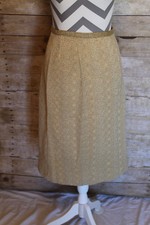 Vintage FAB Gold Shimmer Pencil Skirt Long Sz 40 Metallic Waist Band Button Zip