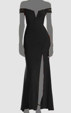 Aqua Women's Black Sweetheart Off The Shoulder Gown Dress Size 6