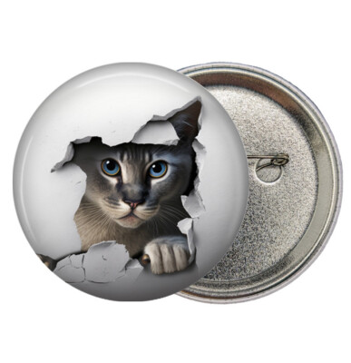 Peeking Kitty Cat 2 1/4'' 58mm Pinback Button Pin Cat Moms Furbaby Lovers Gifts
