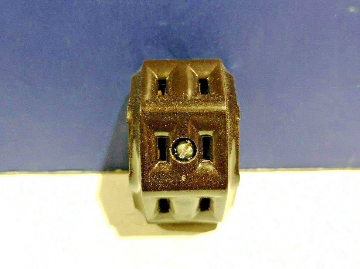 Leviton BROWN Bakelite Triple Radial Surface Mount Outlet Receptacle NEW 325