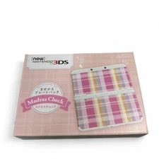 NINTENDO New 3DS Madras Plaid White Console Stylus NTSC-J Tested and Works