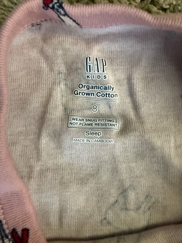 GAP KIDS Pajama Set Pink Llama w/Christmas hat Long sleeve Top Long Pants Size 8 - Picture 5 of 5