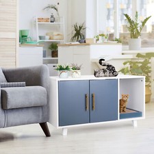 Durable Wood Cat Litter Box Enclosure 35.8 Inch Cat Furniture for Large Cat