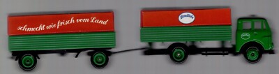 .Werbe-/Modell-LKW mit Anhänger Landliebe grün (HO 1:87)