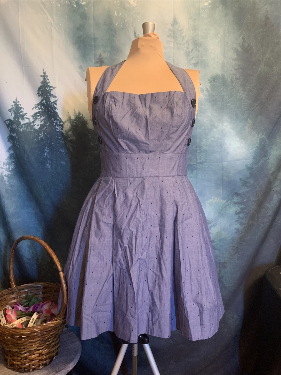 Modern Belle Cottage Core dress w Pockets 40 s 50s Nautical Sz 5 Sm