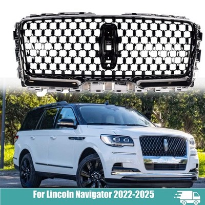 Gloss Black Front Bumper Upper Grille Chrome Frame For Lincoln Navigator 2022-25