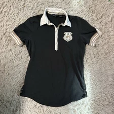 Women’s Large Black Goode Rider Short Sleeve Horseback Riding Polo Shirt