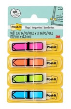 Arrow Flags Assorted Bright Colors 0.47 in Wide 4 Dispensers 96 Pcs