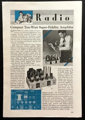 10 watt Super-Fidelity Amplifier Tube powered 1941 HowTo build PLANS Schematics
