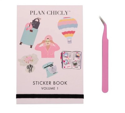 Planner Sticker Book & Tweezers 30 Sheets Pad Aesthetic Stickers  Peel Off Reuse