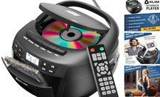 CD Cassette Tape Player, Bluetooth CD Boombox, AM/FM Radio, Stereo Black