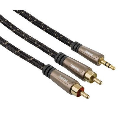 Hama AUX-Kabel 3,5mm Klinke auf RCA Cinch Adapter PC Notebook an TV HiFi Anlage