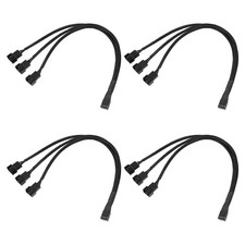 4-Pack 3 Way 4-Pin PWM Fan Splitter Cable, 12" PC Cooling Fan Extension, Black