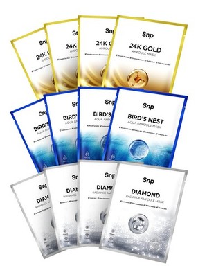 Variety Ampoule Sheet Mask Set | Bird's Nest, 24K Gold, and Diamond Face Mask...