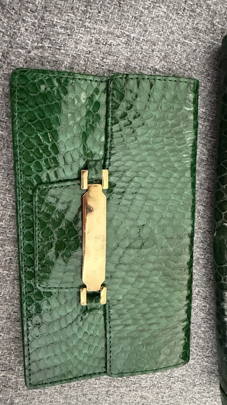 Vintage Emerald Green Python Leather Shoulder Bag… - image 3