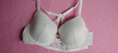 AUDEN 34C IVORY FRONT CLOSE RACERBACK LIGHTLY LINED STRAPPY BACK T-BACK BRA NWT