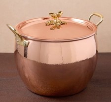 Ruffoni Historia Hammered Copper 14 Qt / 28 cm Stockpot Tin Acorn Knob Lid New