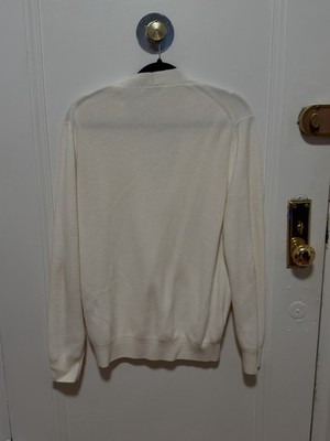 Mango MNG Men s Cardigan Sweater Size M Cream/Ivory V-Neck Button Front 40 