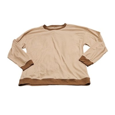 Minimalist Beige & Brown Crewneck Pullover XXL Neutral Lounge Top