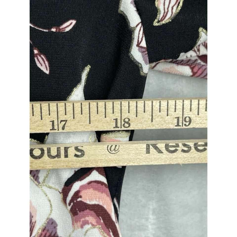 Prelude женщин размер большой цветочный золотой отделки и контур 3/4 Bell рукав рубашка б/у в отличном состоянии - Изображение 3 из 4