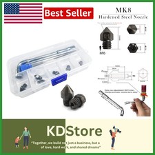 Hardened Steel MK8 Nozzles 0.2-1.0mm for 3D Printers High Temp Durable Kit