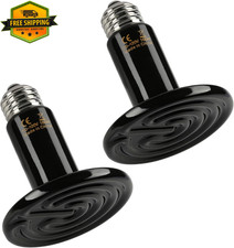 100W Ceramic Heat Emitter Reptile Heat Lamp Bulb No Light 2 Pack