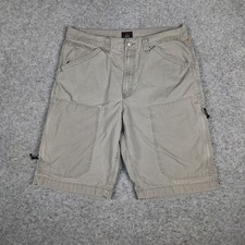 Emergency Exit Baggy Wide Leg Double Knee Canvas Shorts Mens 38x14 Gray Y2K