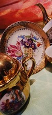 Vintage Arnart Japan A4088 Gold Tea Set Fragonard Courting Couple - 25 pc Set Up