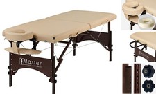 Master Massage 28" Argo Portable Massage Table in with Walnut Cream Standard