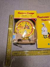 Curious George Book  Alarm Clock Working Lot Takes a Job Vintage Yellow Clock