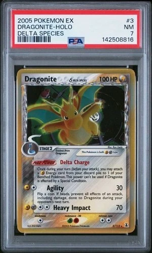 2005 POKEMON EX DELTA SPECIES #3 DRAGONITE-HOLO DELTA SPECIES PSA 7