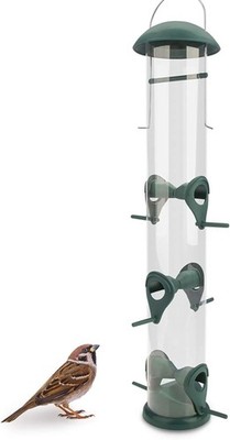 WILDLIFE FRIEND I 40cm Körner Vogelfutterspender grün - mit 6 Anflugplätzen, Vo