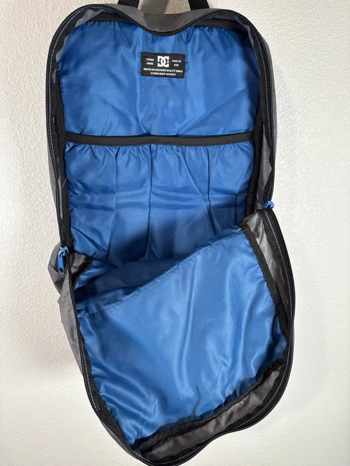 DC Shoes Co EE. UU. Mochila Patinadora Gris Azul Cremallera Bolso Escolar Foto 3 de 4