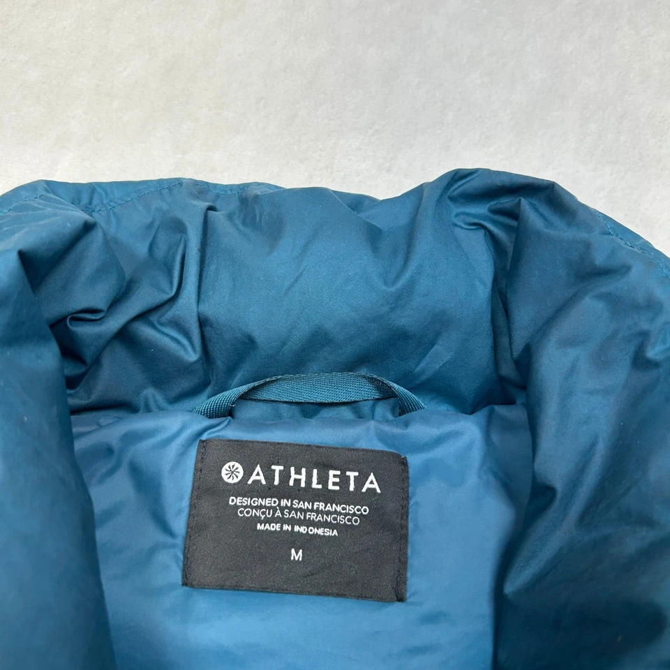 Chaleco acolchado Athleta para mujer medio azul azulado cremallera completa chaqueta sin mangas trabajo Foto 4 de 4