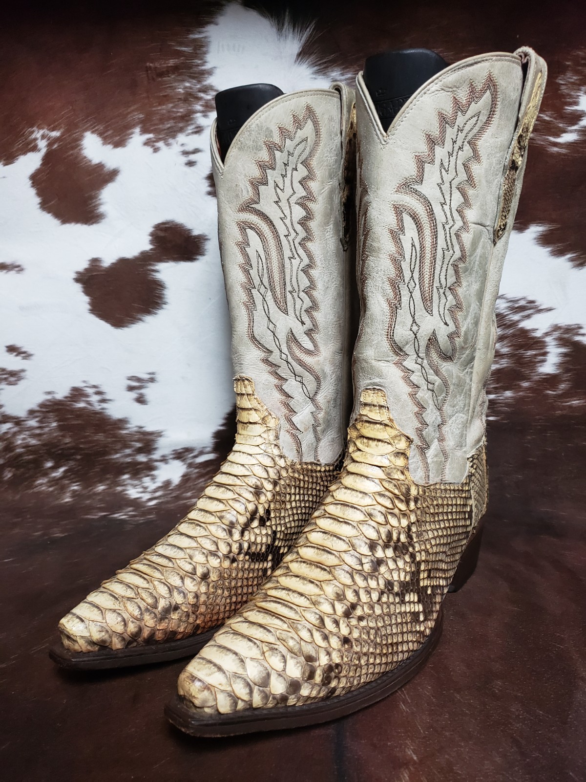 Dan Post Genuine Natural Python Snip Toe Western … - image 7