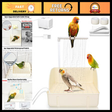 Large Automatic Bird Bath Fountain with Pump - Indoor Shower Tub for Parakeets,