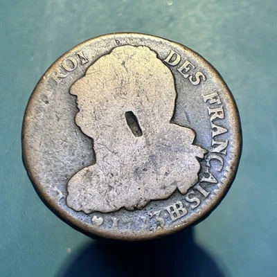 F - 1793/2 An 5 BB - France 2 Sols - DEFACED KING - Attractive Copper Coin! - Image 1 of 2