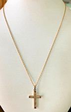 14k Solid Gold Cross Pendant with 17" 14k Gold Filled Chain Necklace 1.8g