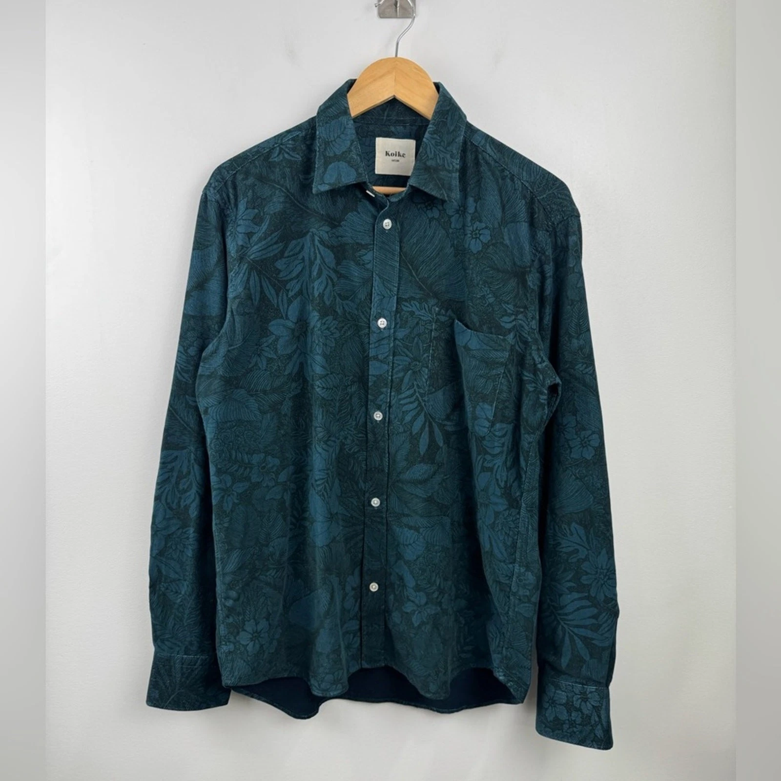 Koike Barcelona Men Floral Tropical Patterned Button Down Shirt Size Large