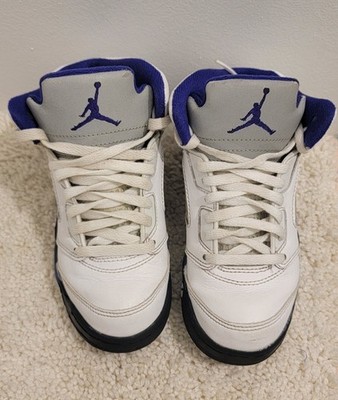 Jordan AirJordan 5 White Purple Black High Top Sneakers Unisex Kids Athletic 12C