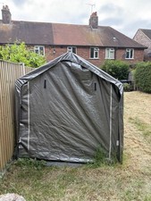 Grey Apex Storage Tent with Metal Frame & Plastic Canopy Cover