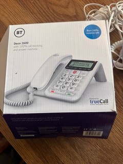 BT Decor2600 Corded White Telephone Handset with Big Buttons and Display