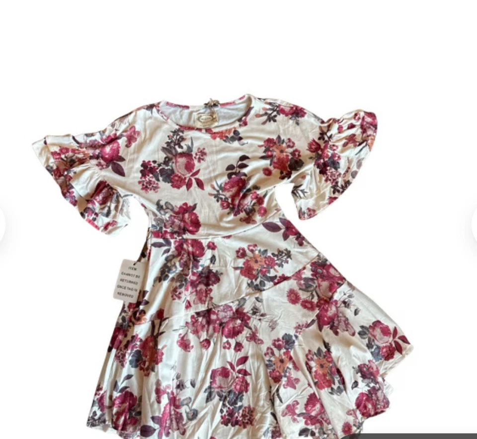 NUEVO CON ETIQUETAS Mia Joy by Joyfilm VESTIDO EMILIA EN CREMA FLORAL TALLA 7 Foto 4 de 4