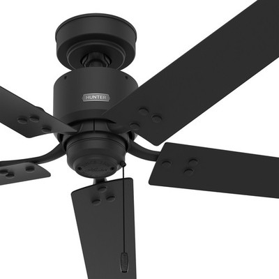 Hunter Fan 52 in Matte Black Outdoor Ceiling Fan w 5 Blade, Pull Chain, No Light