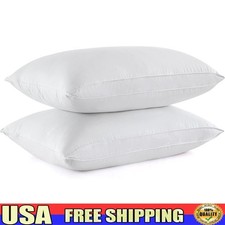 90 Feather 10 Down Gusseted Bed Pillows Ergonomic Support Fluffy Soft Firm Set